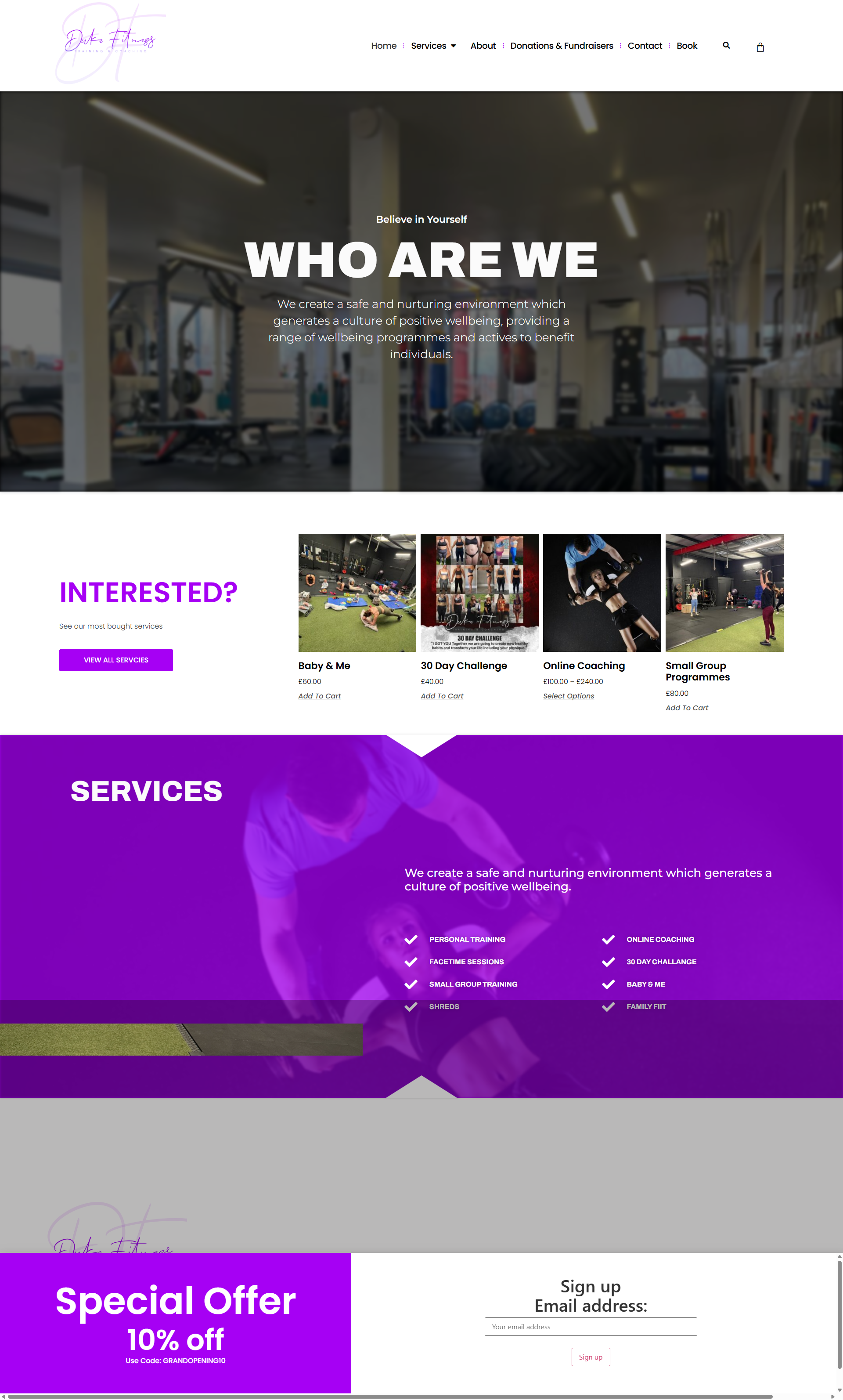 Bespoke Web Design for Duke Fitness - Desktop View