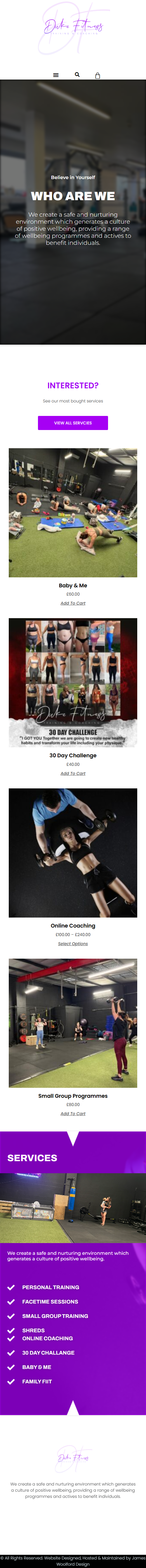 Responsive Web Design for Duke Fitness - Mobile View