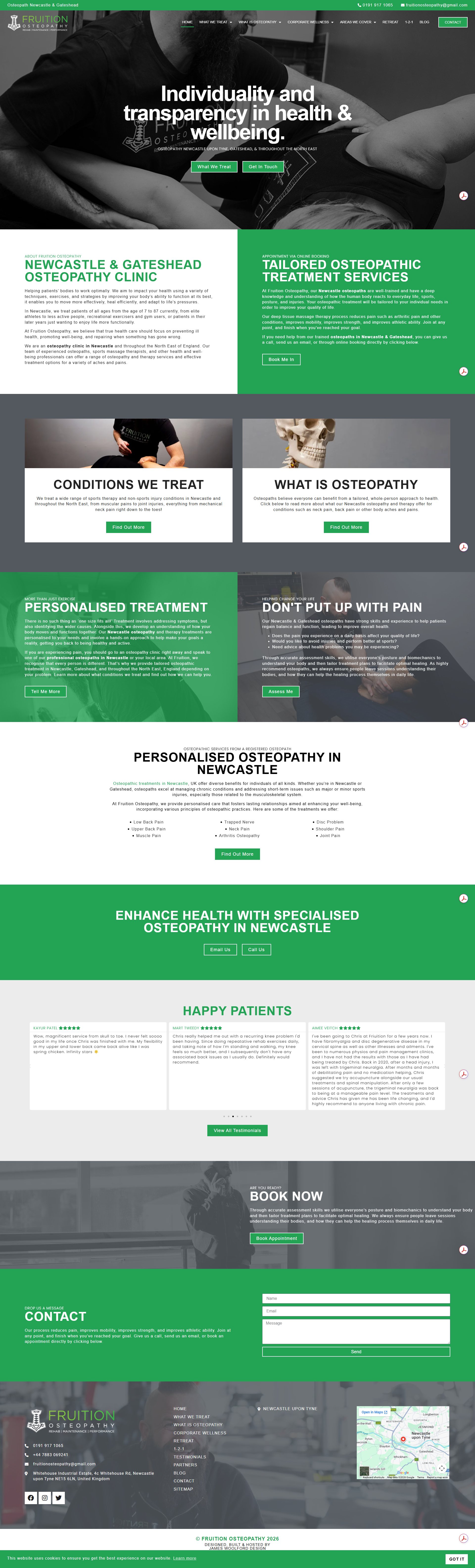 Bespoke Web Design for Fruition Osteopathy - Desktop View