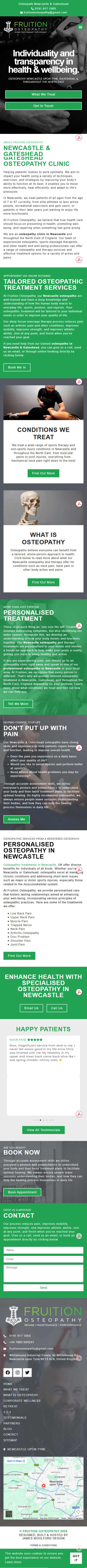 Responsive Web Design for Fruition Osteopathy - Mobile View