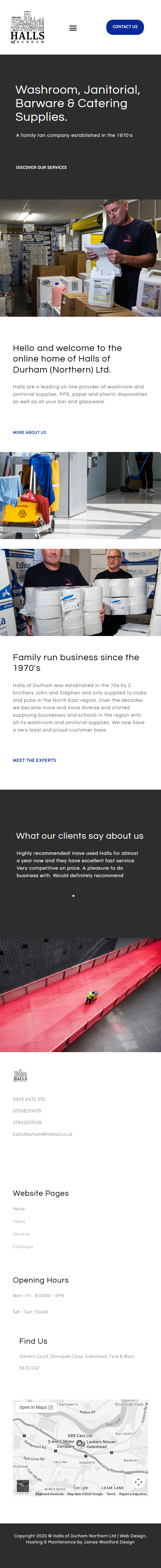 Responsive Web Design for Halls Of Durham - Mobile View