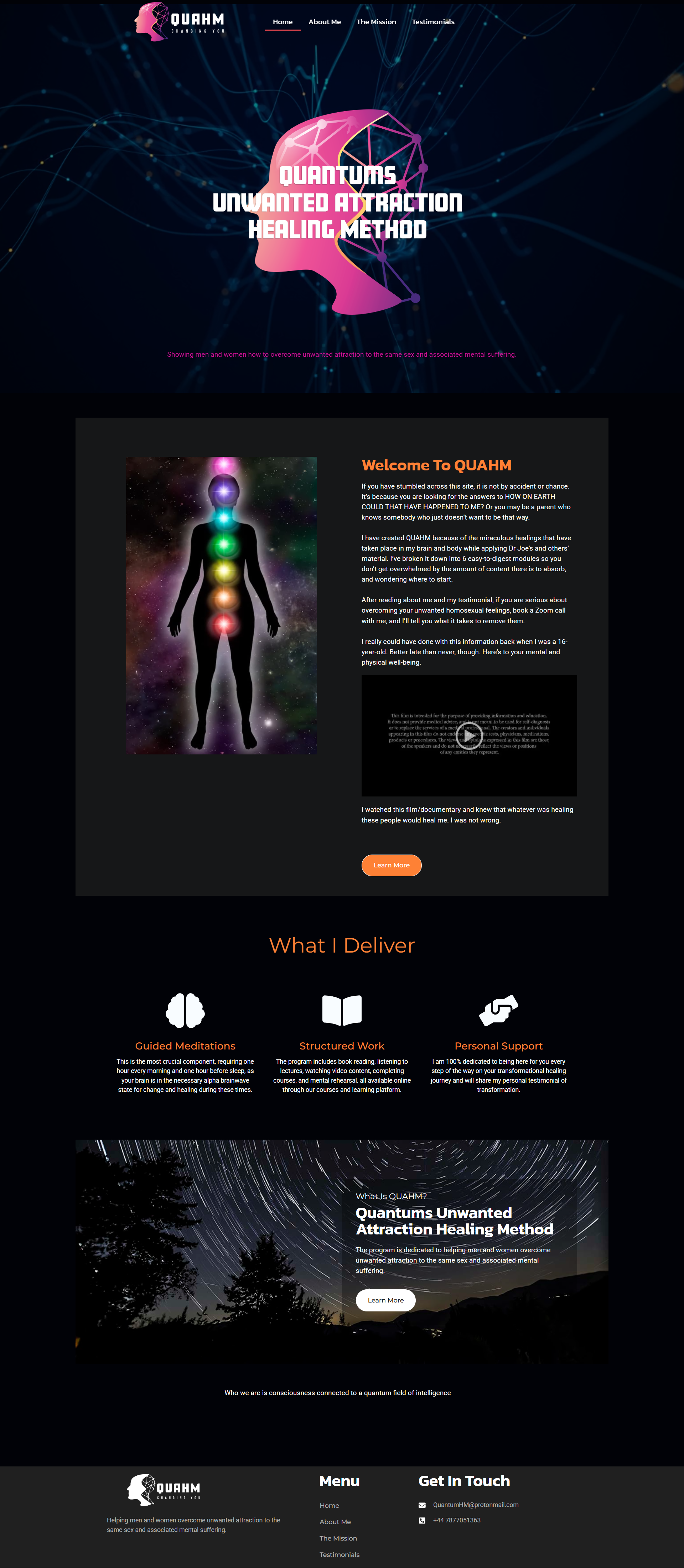 Bespoke Web Design for QUAHM - Desktop View