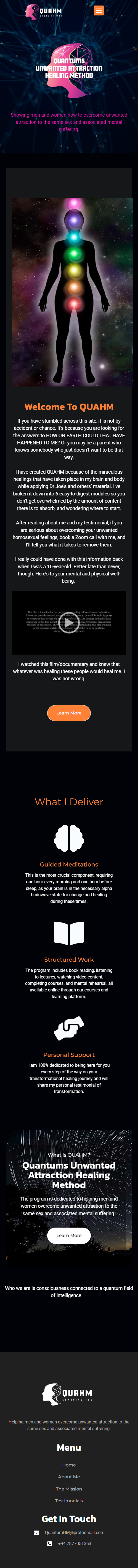 Responsive Web Design for QUAHM - Mobile View