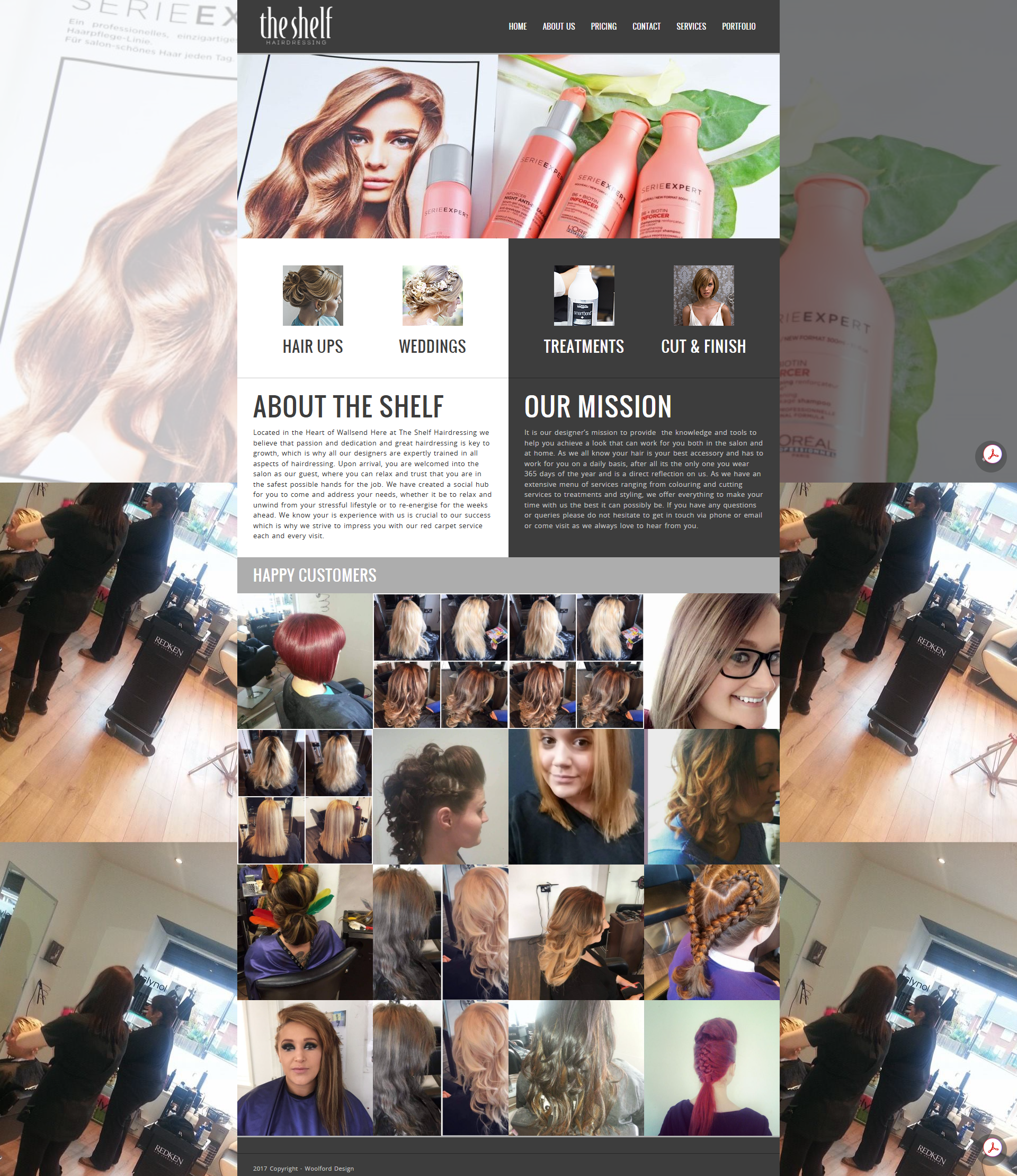 Bespoke Web Design for The Shelf Hairdressing - Desktop View