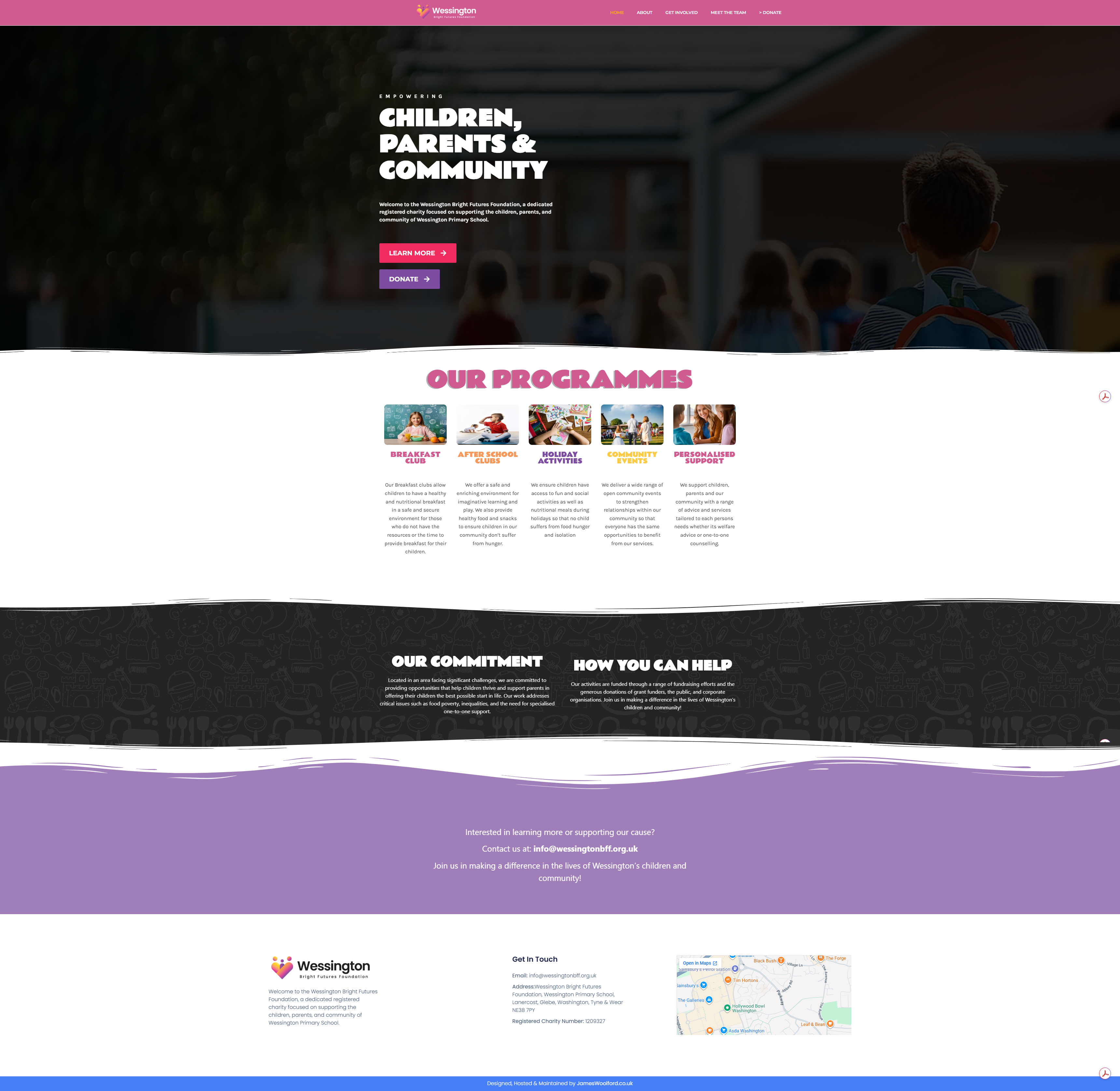 Bespoke Web Design for Wessington BFF - Desktop View