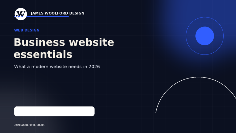 Business website essentials checklist graphic by James Woolford Design